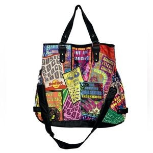 Hard Rock Cafe Retro Concert Poster Canvas Tote Crossbody Bag NWT
